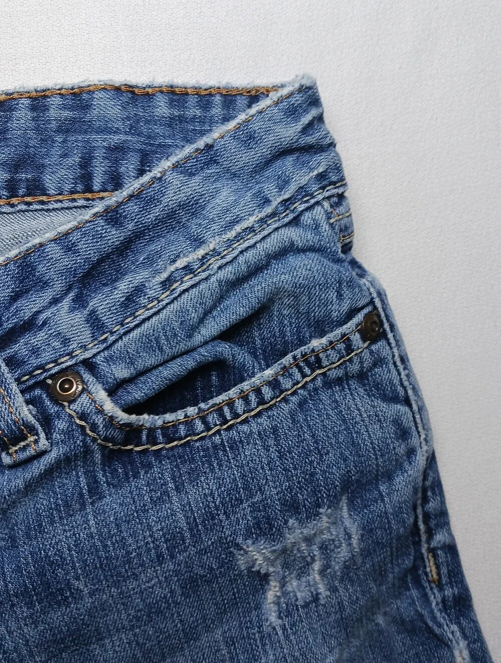 BKE Buckle Womens Star Stretch Flare Jeans 27X29 Medium Blue Wash Ripped Denim